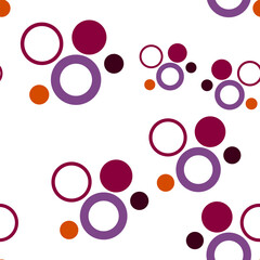 Abstract geometric seamless vector pattern with colorful circles on white background