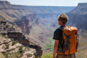 hiker on the top of mountain