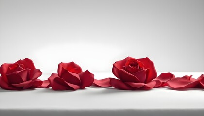 red roses on white silk linen