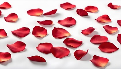 red rose petals on white silk linen