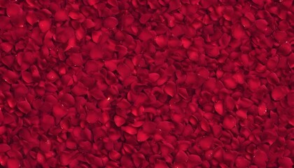 view from above over a large mass of red rose petals