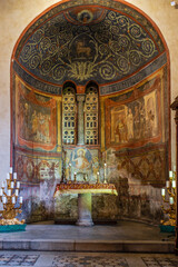 Fototapeta na wymiar Saint Mary in Cosmedin, officiated by the Melkite Greek-Catholic Church, Rome, Lazio, Italy