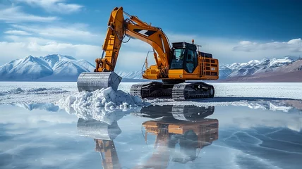  Lithium mining in a white salt lake in South America, AI generated © David Brown