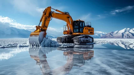 Foto op Canvas Lithium mining in a white salt lake in South America, AI generated © David Brown