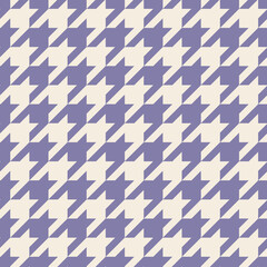 Houndstooth seamless purple vector pattern. Traditional Scottish plaid fabric for colorful website background or desktop wallpaper in violet pink and white color