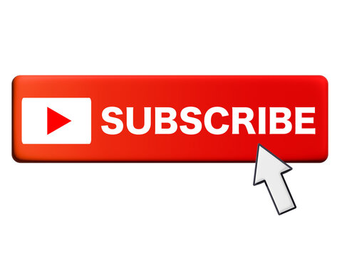 Red subscribe button icon illustration with arrow