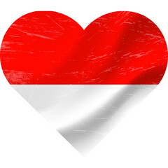 Indonesia flag in heart shape grunge vintage. Indonesia flag heart. Vector flag, symbol.