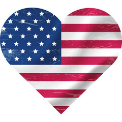 Fototapeta premium USA flag in heart shape grunge vintage. American flag heart. Vector flag, symbol.