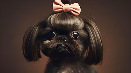 Shih Tzu with a topknot