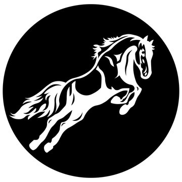 Horse in a Circle, Hand Drawn Vector Illustration