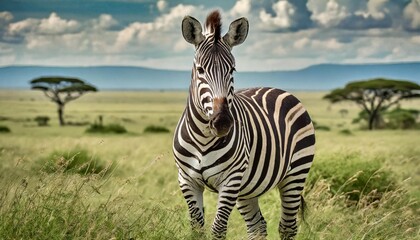 zebra in the serengeti - obrazy, fototapety, plakaty