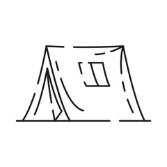 Camp icon on white background. Camping tent line icon vector