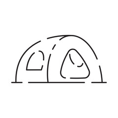 Camp icon on white background. Camping tent line icon vector
