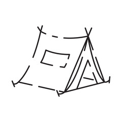 Camp icon on white background. Camping tent line icon vector