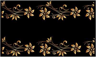 Floral vector border, golden floral background