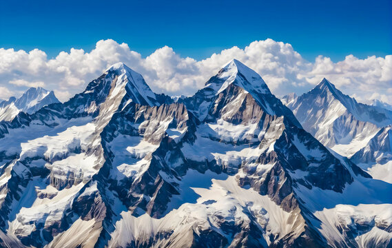 Mountains covered with snow, winter landscape