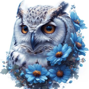 Generative AI image of intelligent beautiful owl