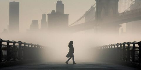 An athlete runs through the streets as wildfire smoke bathed New York City in fumes