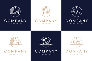 set of interior logo minimalist , logo design template.
