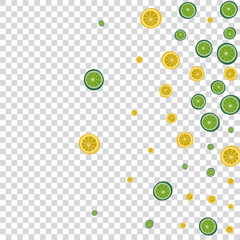 Sunny Lemon Background Transparent Vector. Group Illustration. Yellow Lime Group. Fly Fruit Greenish Pattern.