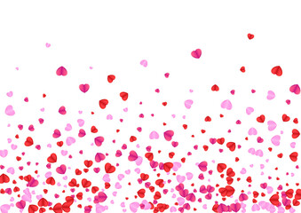 Tender Heart Background White Vector. Art Pattern Confetti. Red Happy Texture. Fond Heart Anniversary Frame. Violet Paper Backdrop.