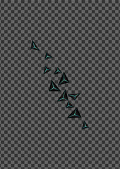 Dark Triangular Background Transparent Vector. Jet Black Prism Paper. Polygon Elegant Template. Obsidian Digital Illustration.