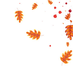 Gold Leaf Background White Vector. Leaves Image Illustration. Brown Acorn. Pattern Texture. Red Oak Backdrop.