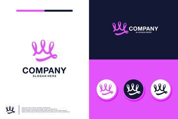 crown line art style, logo design template.