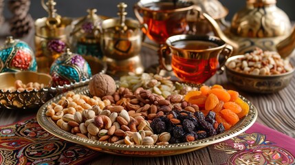 Flavorful Feast: A captivating array of mixed dried fruits and nuts, offering the diverse and delectable tastes of Ramadan.