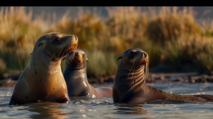 Southern sea lions - obrazy, fototapety, plakaty