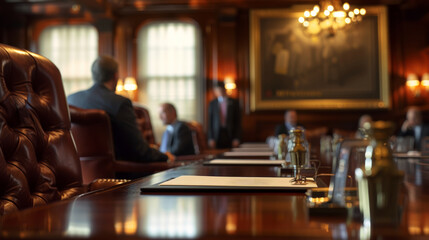 Fototapeta na wymiar Corporate Executives in a Boardroom Meeting Discussing Market Trends and Strategies