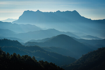 Beautiful landscape of Doi Luang Chiang Dao Mountain Peak viewpoint in the National Park in the...