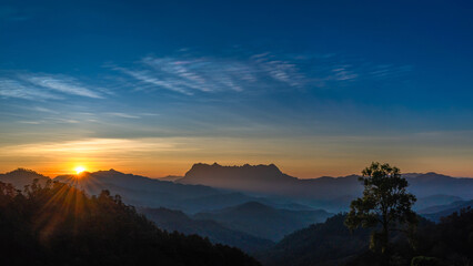 Beautiful landscape of Doi Luang Chiang Dao Mountain Peak viewpoint in the National Park in the...