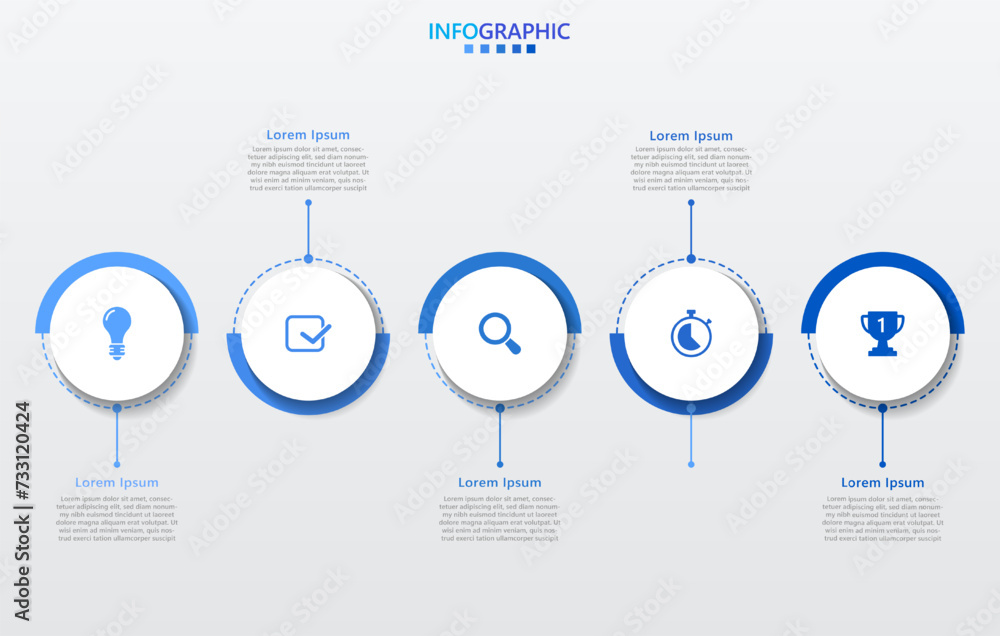 Poster infographic template for business. modern timeline infograph with 5 steps.
