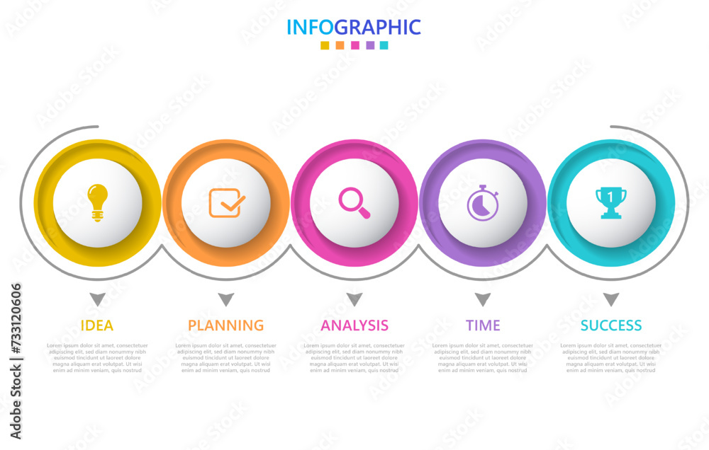 Poster infographic template for business. modern timeline infograph with 5 steps.