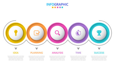 Infographic template for business. Modern Timeline infograph with 5 steps. - obrazy, fototapety, plakaty