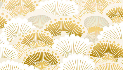 Seamless pattern with Japanese paper fans Vector Illustration