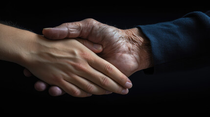 Helping hands, care for the elderly concept
