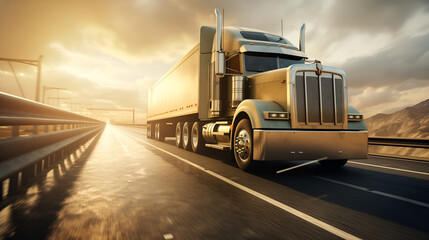 Close-up of cargo truck on the road