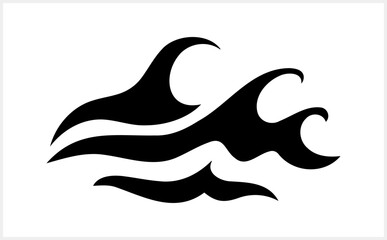 Doodle water wave clipart isolated. Hand drawn art. Stencil Vector stock illustration. EPS 10