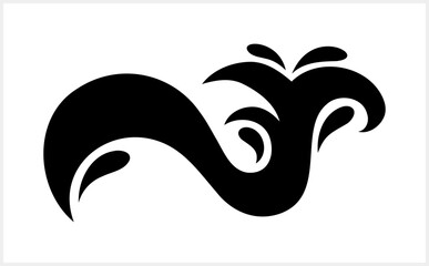 Doodle water wave clipart isolated. Hand drawn art. Stencil Vector stock illustration. EPS 10