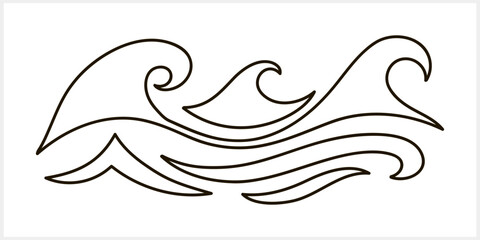 Doodle water wave clipart isolated. Hand drawn art. Sketch Vector stock illustration. EPS 10