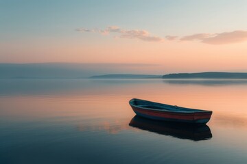 Naklejka premium A calm water with a lone boat