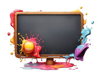 Blackboard with colorful watercolor splash
