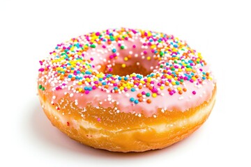a Yummy donut with sprinkles on white background
