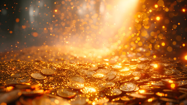 scattered many gold coins