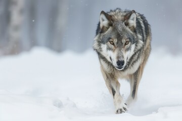 Frame a stunning image of a lone wolf