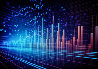 Fototapeta premium financial stock market graph on technology abstract background, business financial success concept