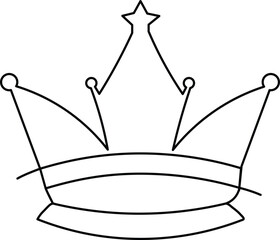 Continuous line drawing of crown outline vector art illustration design.