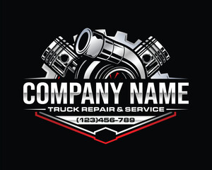 diesel turbo automotive repair logo template - obrazy, fototapety, plakaty